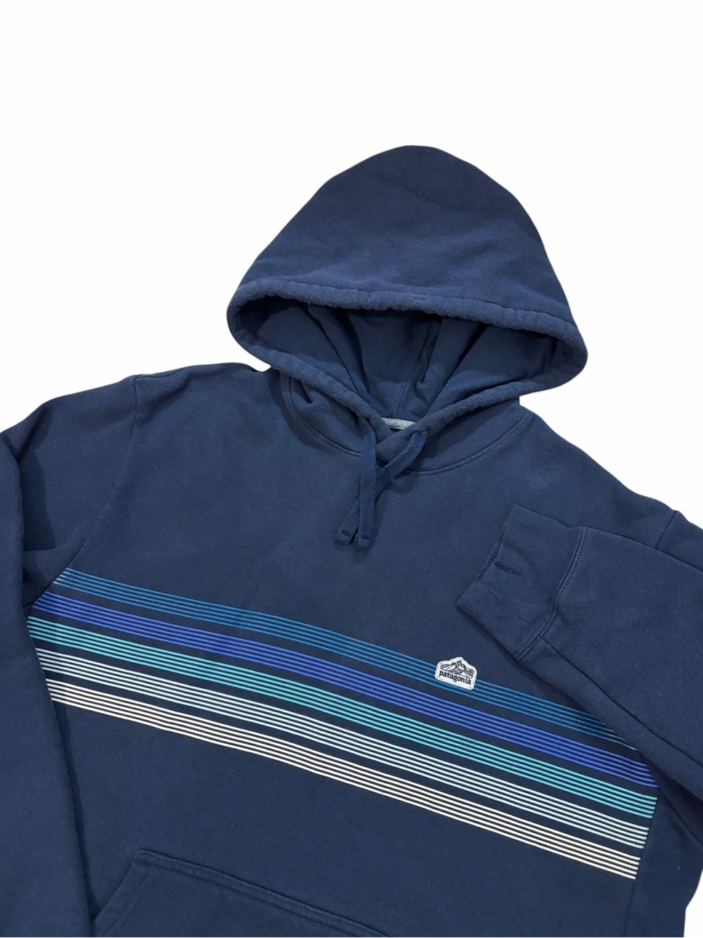 Patagonia Line Logo Ridge Stripe Uprisal Hoodie Mens Large Navy Blue
